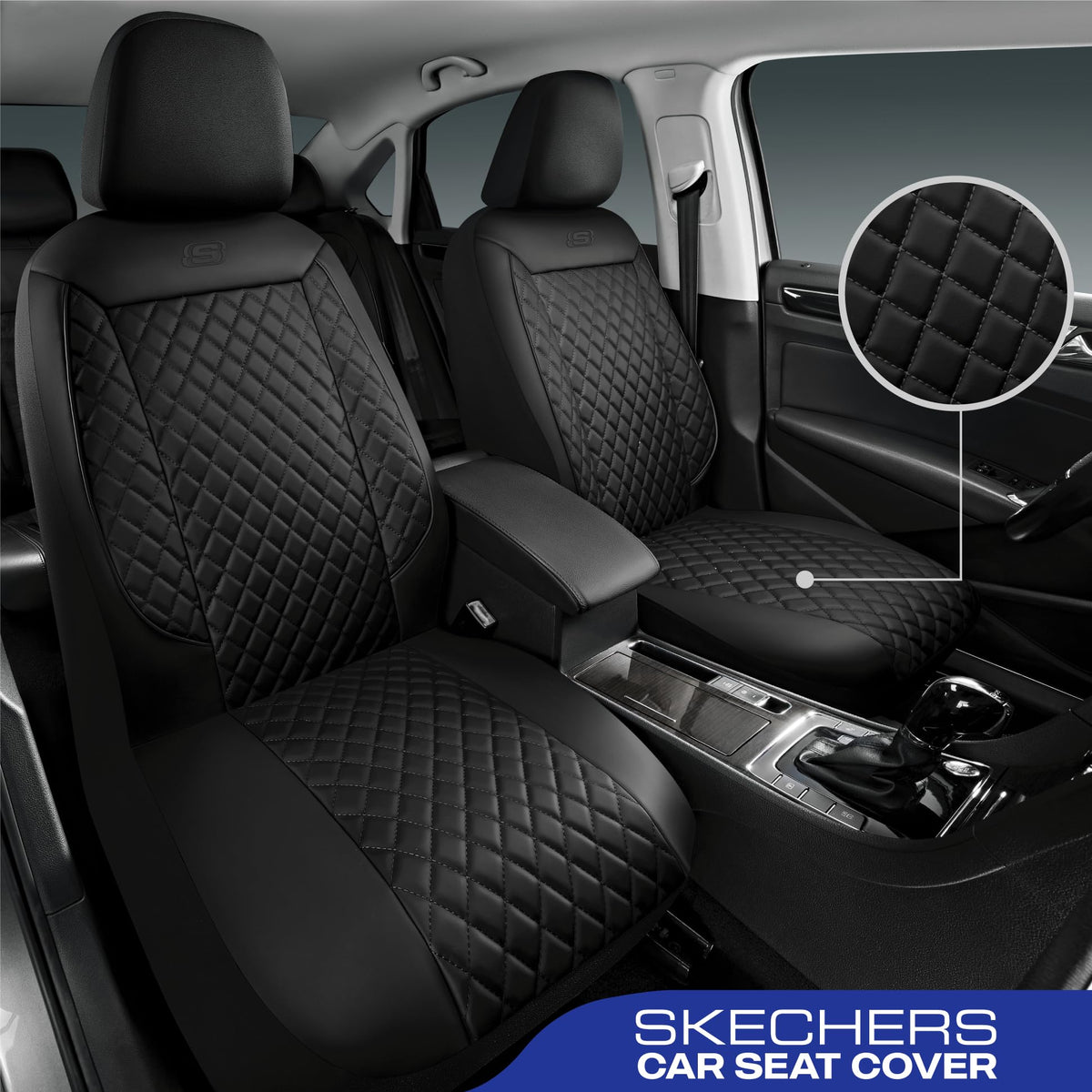 Skechers close-up stitching highlight showing durable crafted seams
