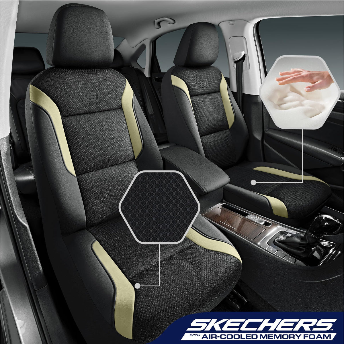 Skechers air-cool mesh close-up showing breathable surface benefit