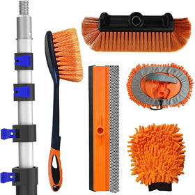 SKGPOLE full kit laid out showing pole, brush, mitt, squeegee offering versatile cleaning