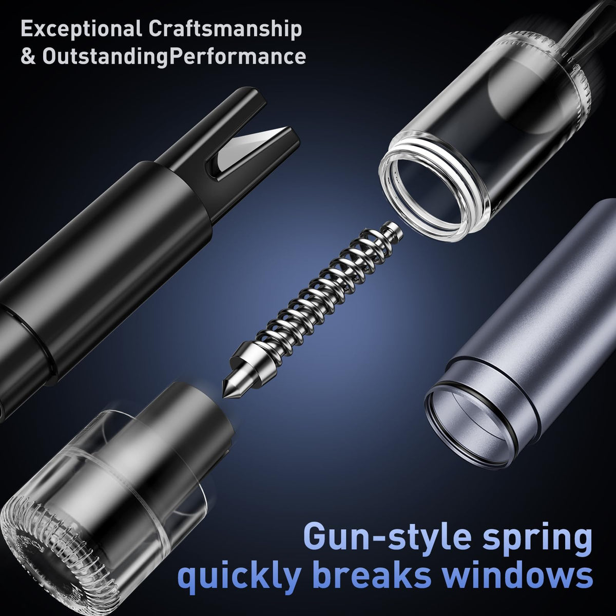 SKINNYON in use breaking a car side window to illustrate low-force operation