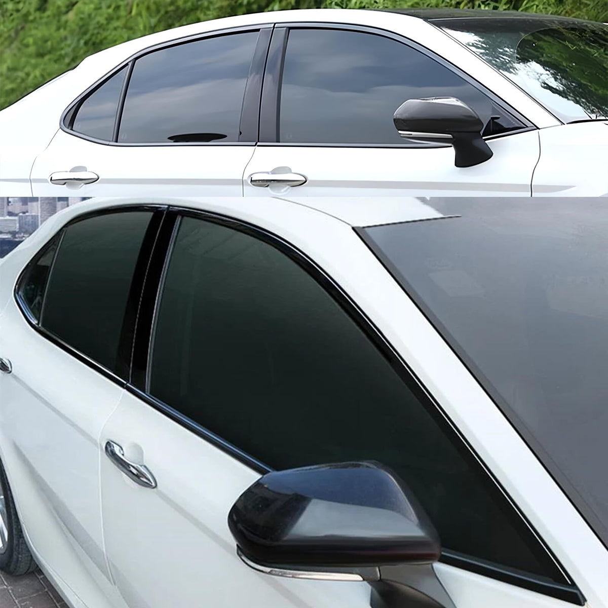 SKKYORO trims on Camry in urban driving scene showing modernized vehicle appearance