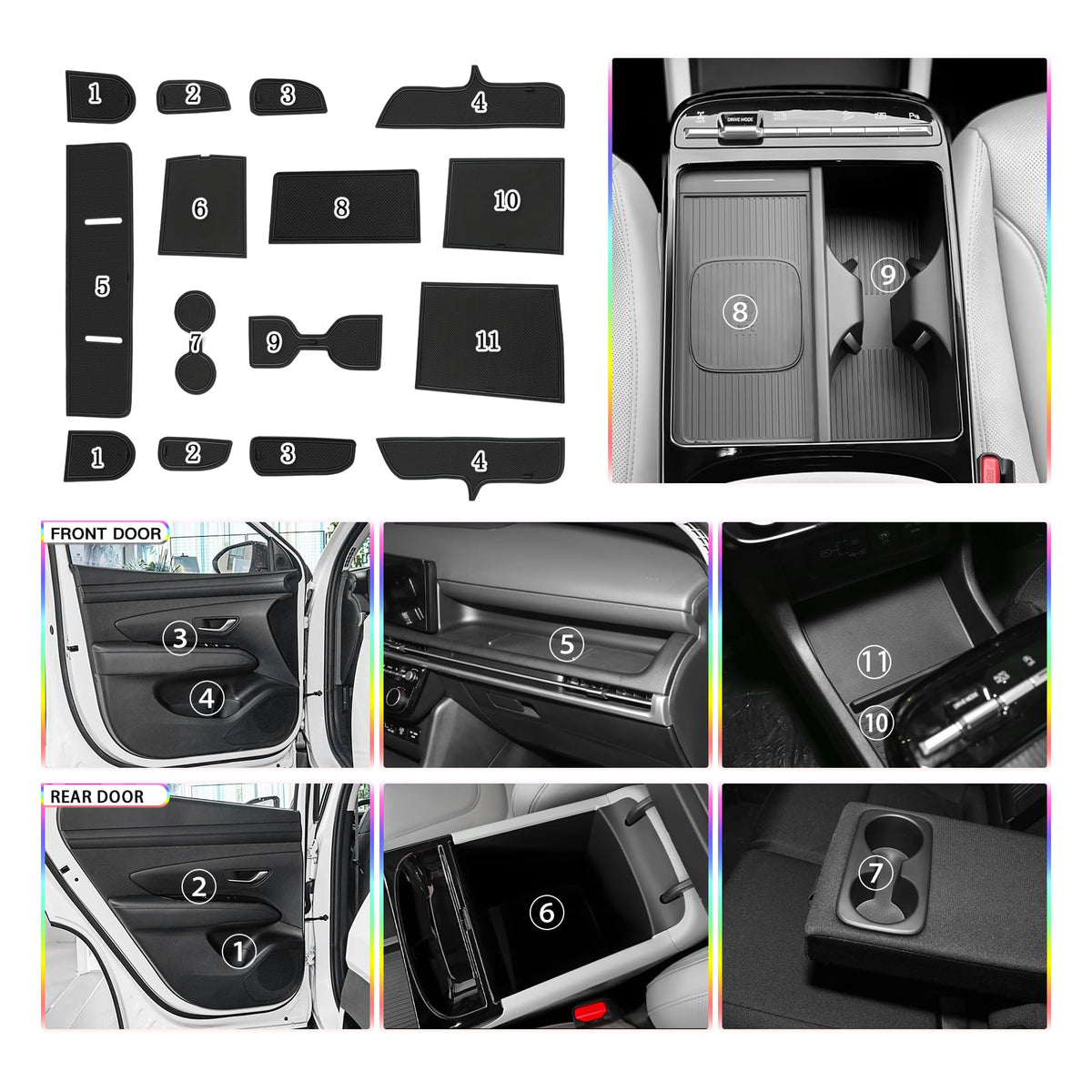 SKTU cup holder liner fitted in Tucson cup holder to prevent spills