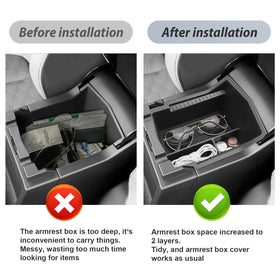 SKTU installed console top-down view demonstrating perfect fit and added storage