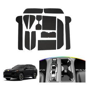 SKTU mats in RAV4 interior lifestyle shot reducing noise and organizing cabin