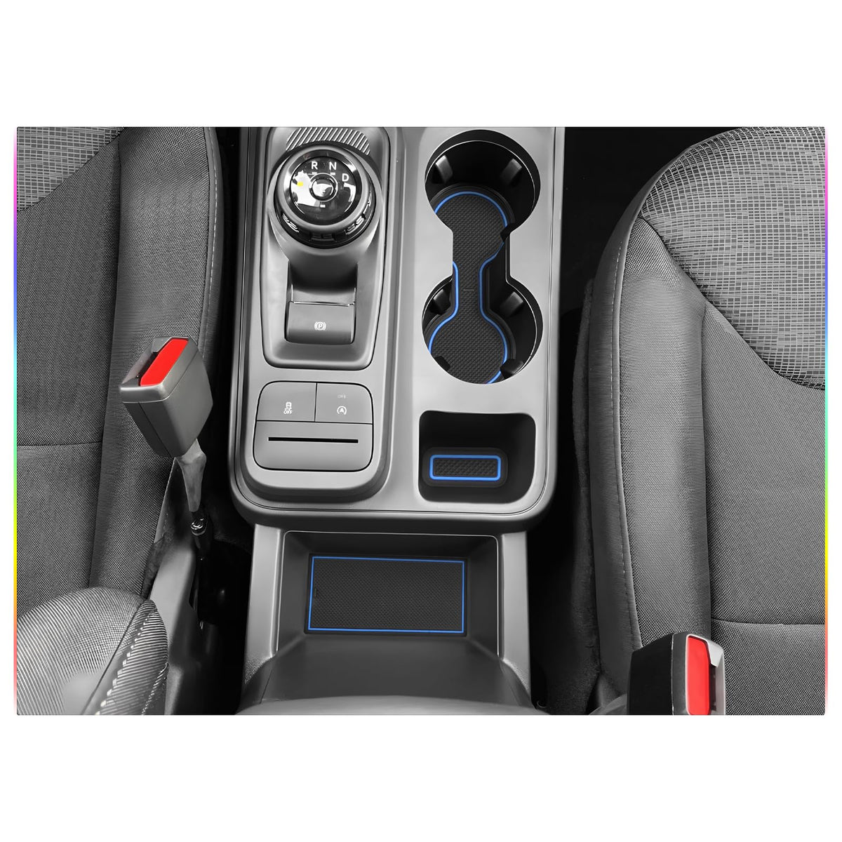 SKTU blue mats displayed in Maverick interior lifestyle shot, adds color and reduces noise