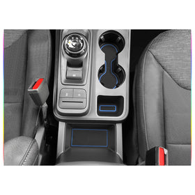 SKTU blue mats displayed in Maverick interior lifestyle shot, adds color and reduces noise