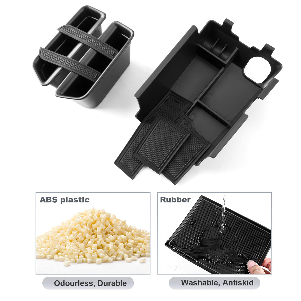 SKTU organizer next to smartphone for scale showing compact fit and easy reach benefit