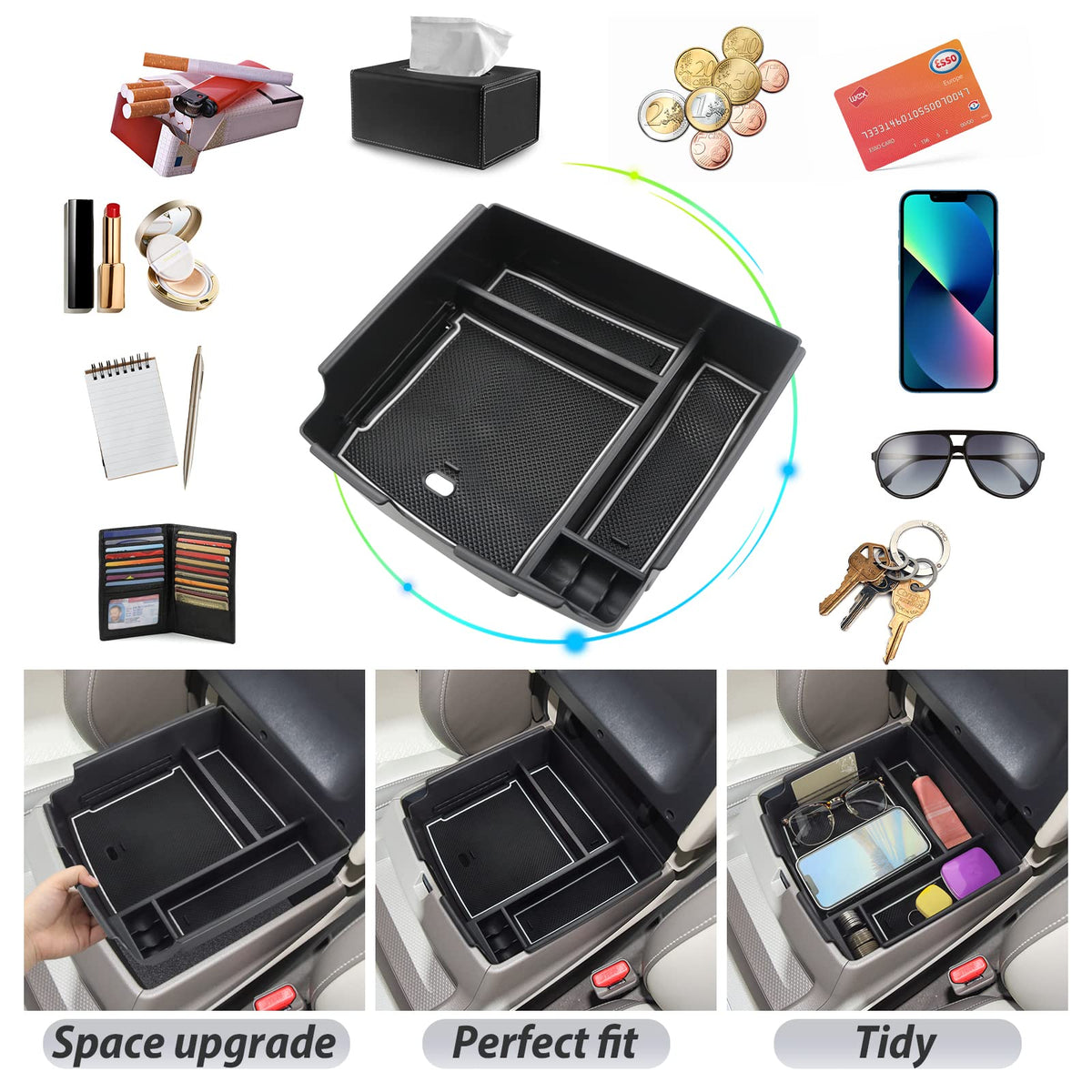 SKTU top view of organizer compartments keeping items organized and accessible