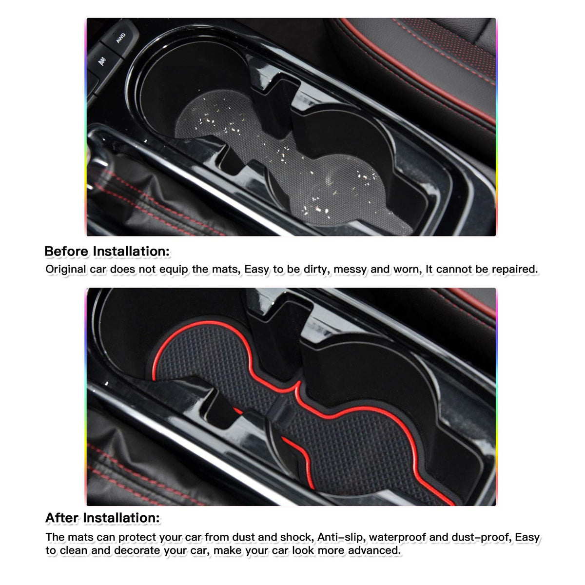 SKTU center console mat red organizes items and cuts rattling noise