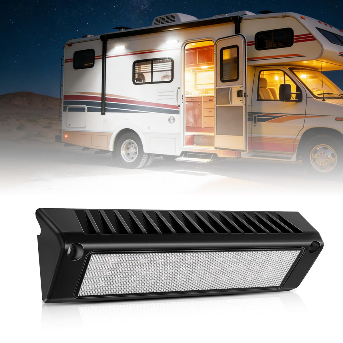 SKTYANTS front view of 9-inch porch light showing sleek housing and brightness benefit