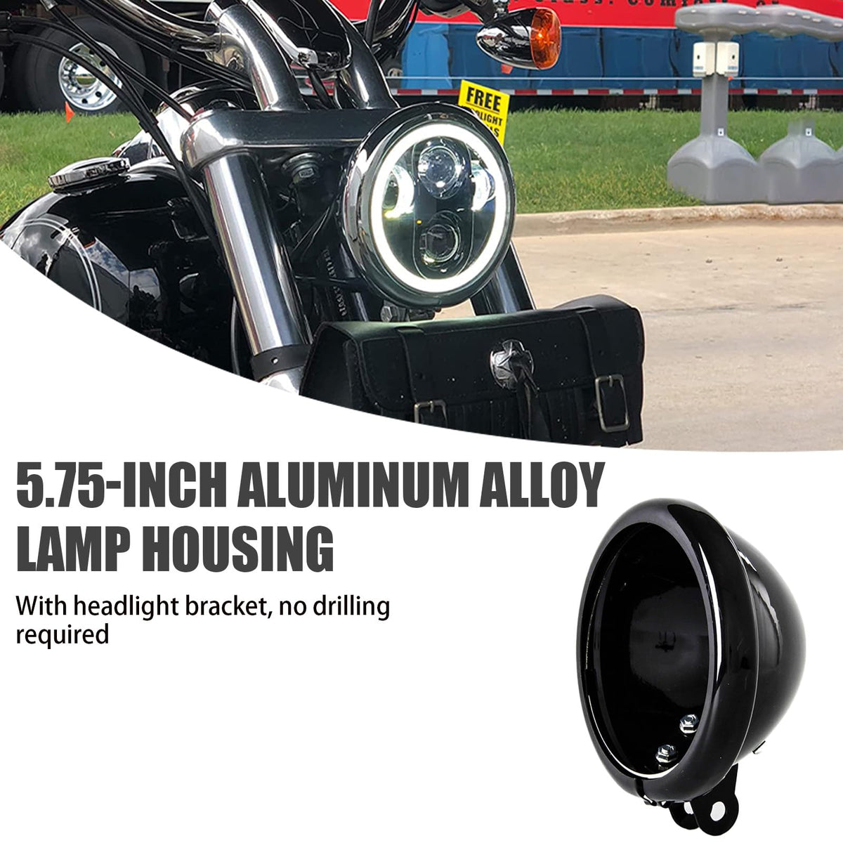 SKTYANTS headlight bucket with ruler showing 5.75-inch scale for accurate fit verification
