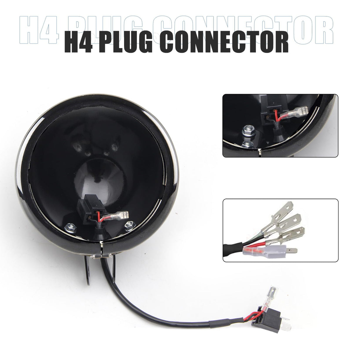 SKTYANTS H4 wiring harness connector detail for quick plug-and-play electrical hookup