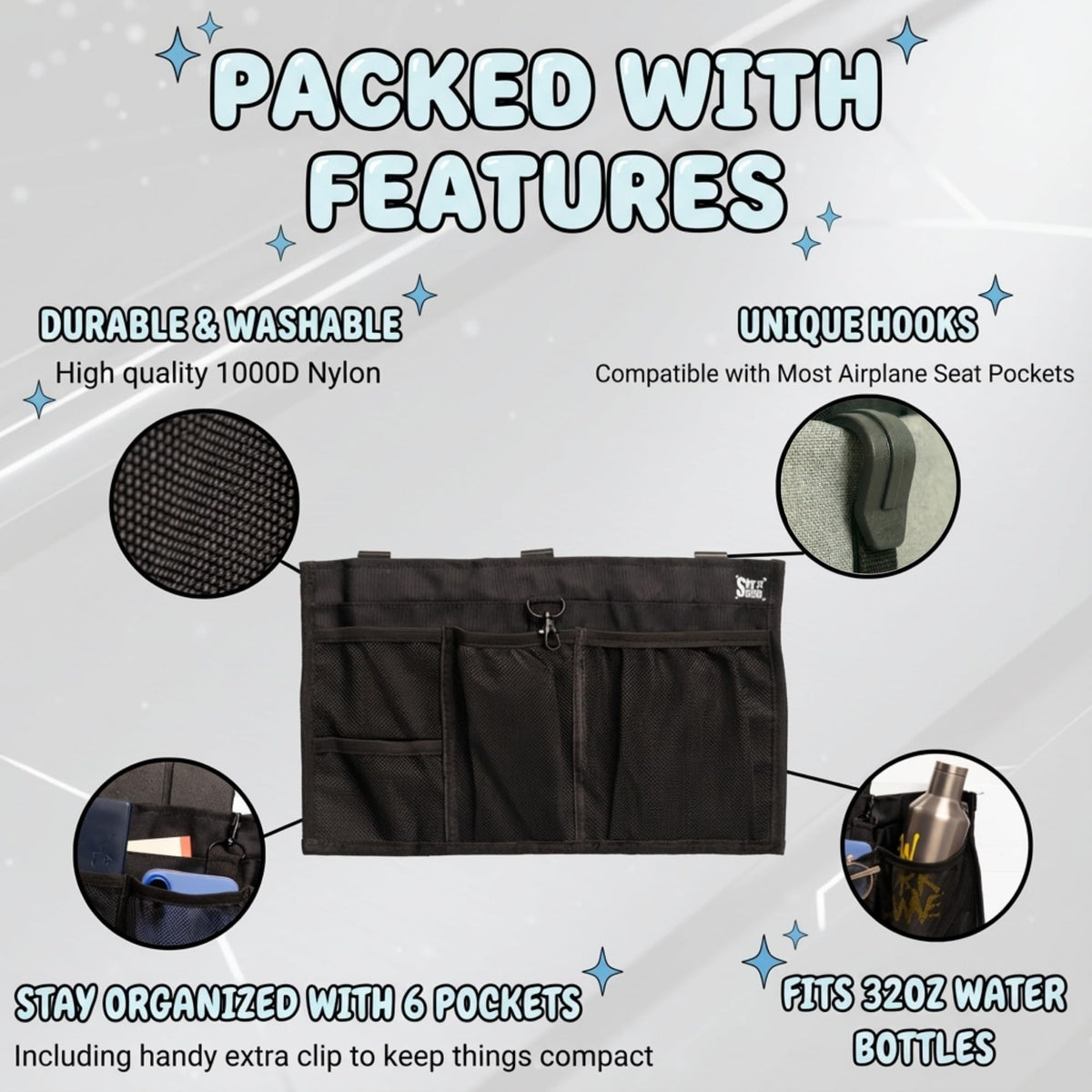 SKY STASH large pocket holding tablet for easy device storage benefit