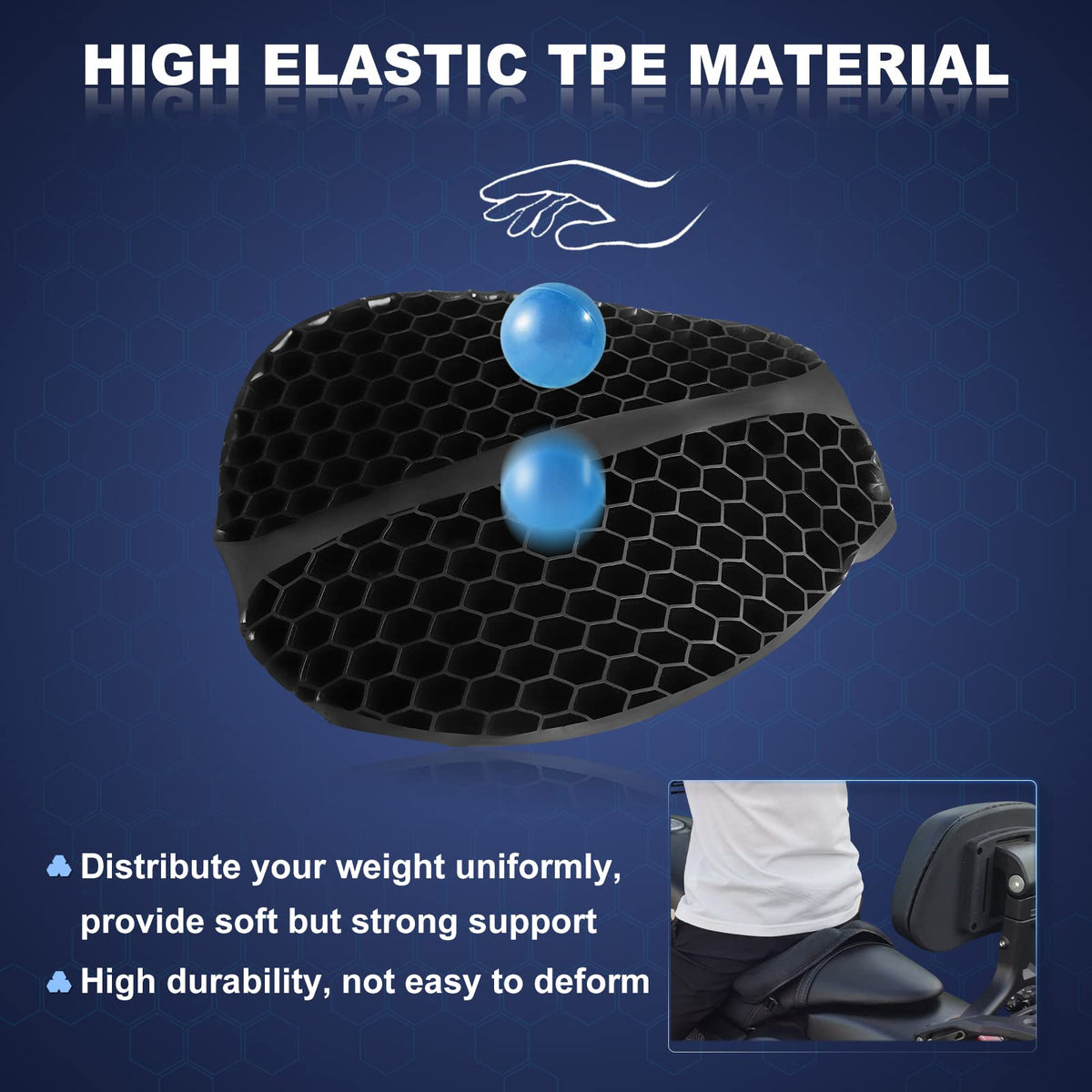 SKYJDM close-up of 3D-honeycomb core highlighting breathable airflow benefit