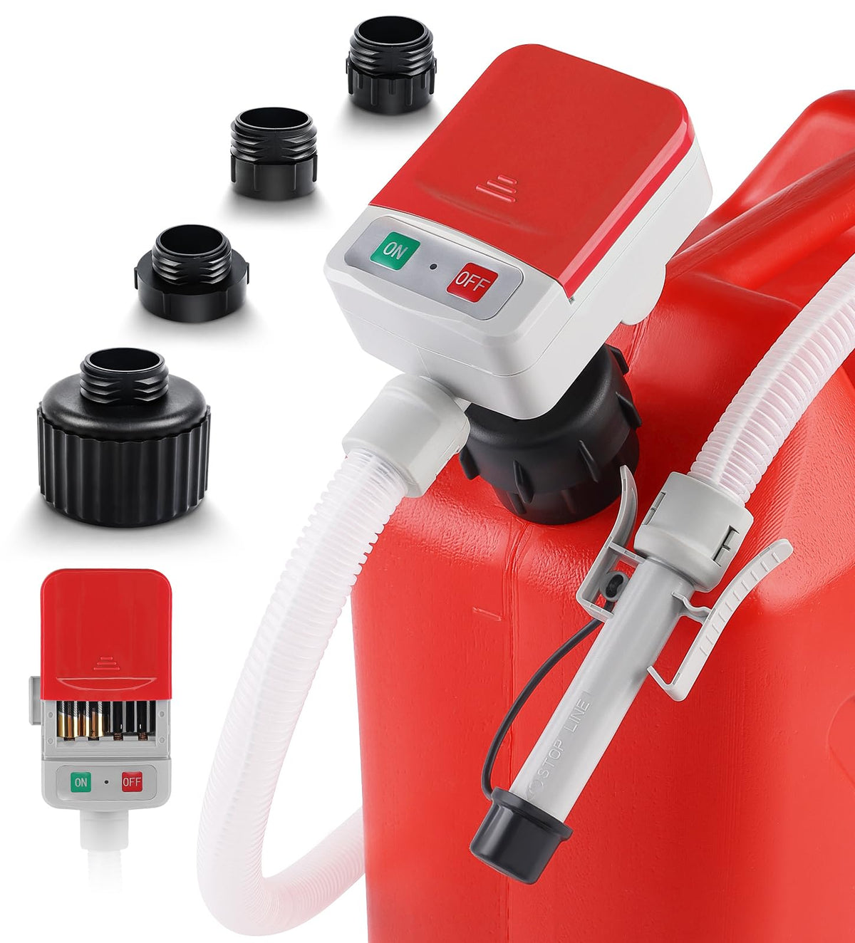 SKYJDM red pump front view showing compact design and easy handling benefit