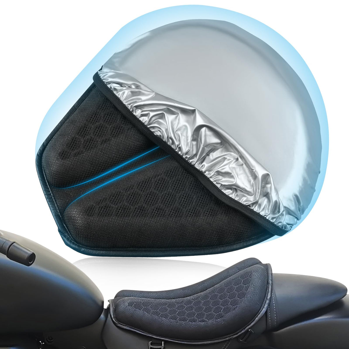 SKYJDM front view of seat cushion showing ergonomic petal design and comfort benefit