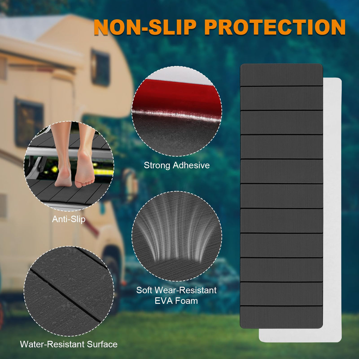 SKYJDM installed on RV step improving safety and reducing slips at entry