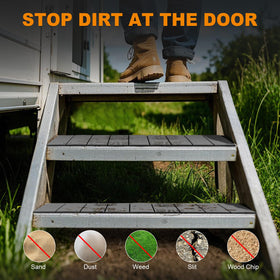 SKYJDM installed on an RV step providing immediate non-slip surface and protection
