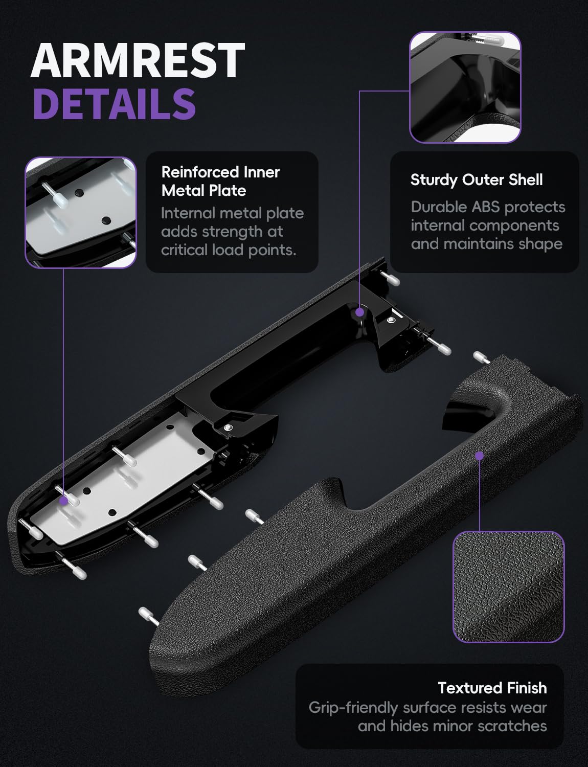 Skylarion armrest beside ruler showing compact size for easy replacement