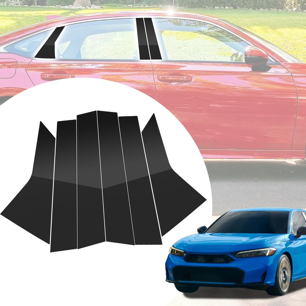 SKYLOTEC front packaging showing complete Civic pillar trim kit and easy install benefit