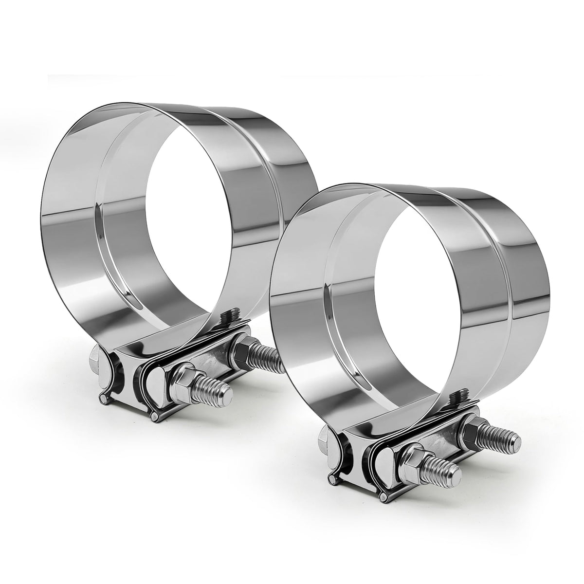 SKYMIRO front view of 4-inch stainless band clamp showing complete assembly and durability