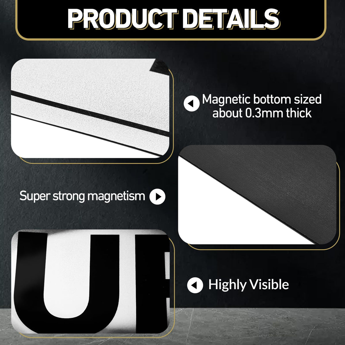 Skyygemm side edge view showing 0.3mm magnet thickness for secure adhesion