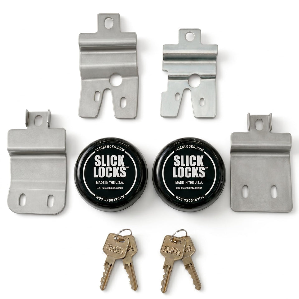 Slick Locks front lock cylinder on van showing secure keyed access