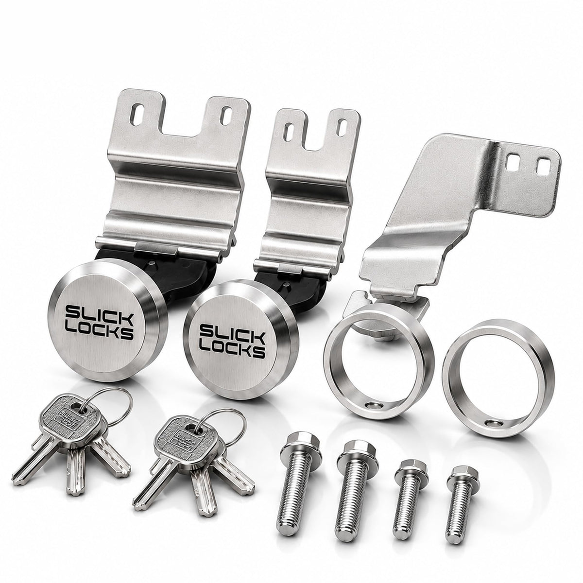 Slick Locks front packaging showing kit contents and quick installation benefit