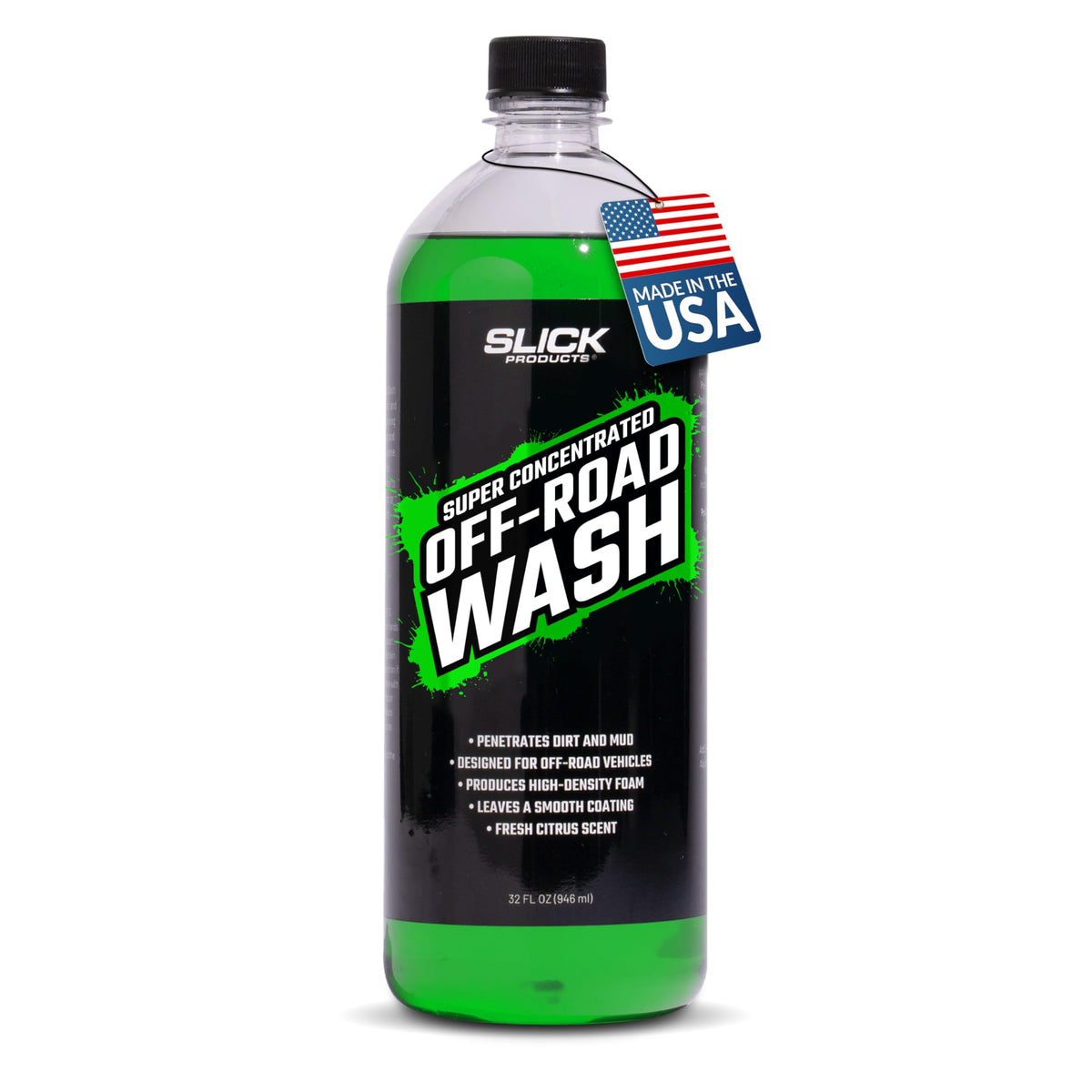 Slick Products front bottle view showing label and 32 oz concentrate