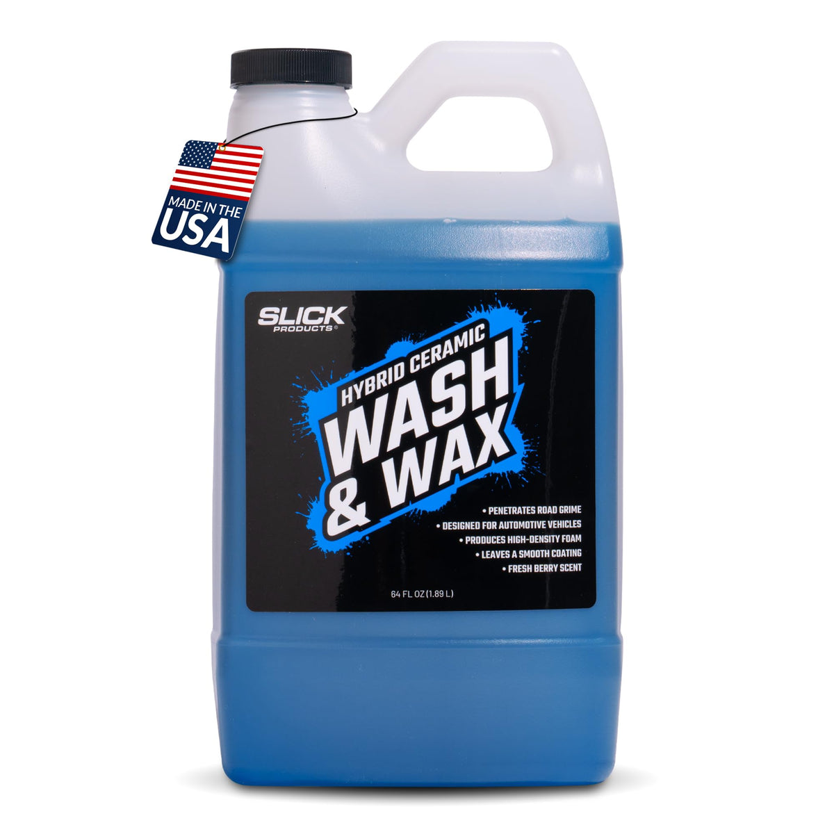 Slick Products front packaging 64 oz showing label and size benefit