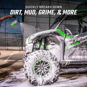 Slick Products being dispensed from foam cannon on UTV for effective coverage