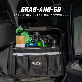 Slick Products side pocket with tools for tidy, easy-to-reach storage