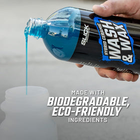 Slick Products size scale next to hand showing 64 oz value
