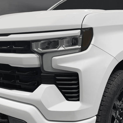 SlickMod front view of headlight smoke tint showing fit and clean edges for upgraded look.