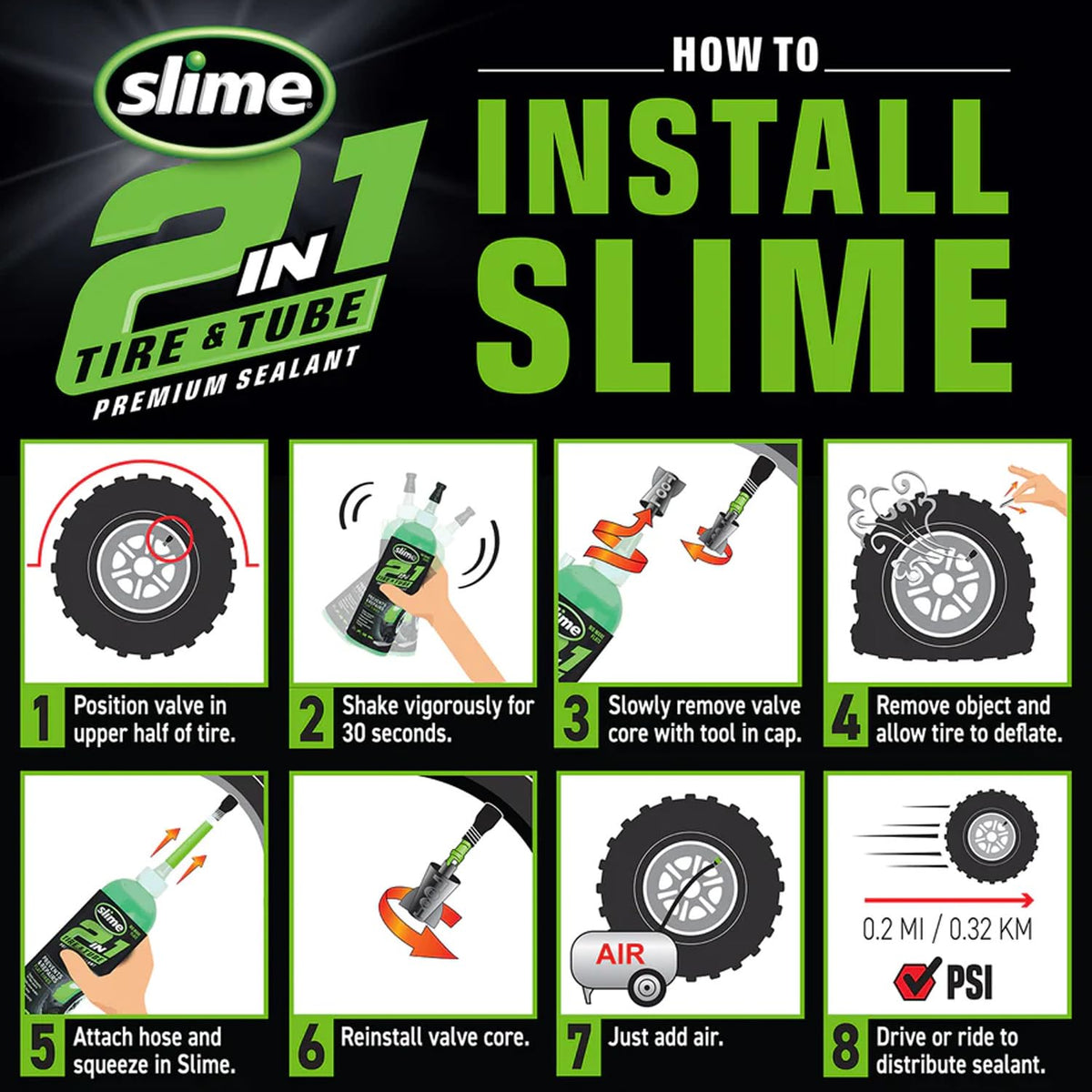 Applying Slime sealant to bicycle tire for quick field repair