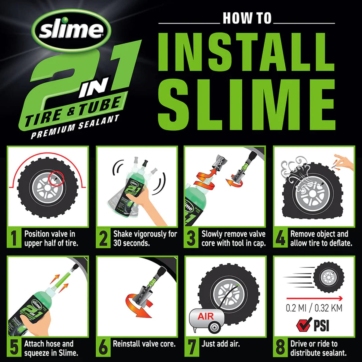 Slime clear hose showing pump flow for visible, controlled dispensing