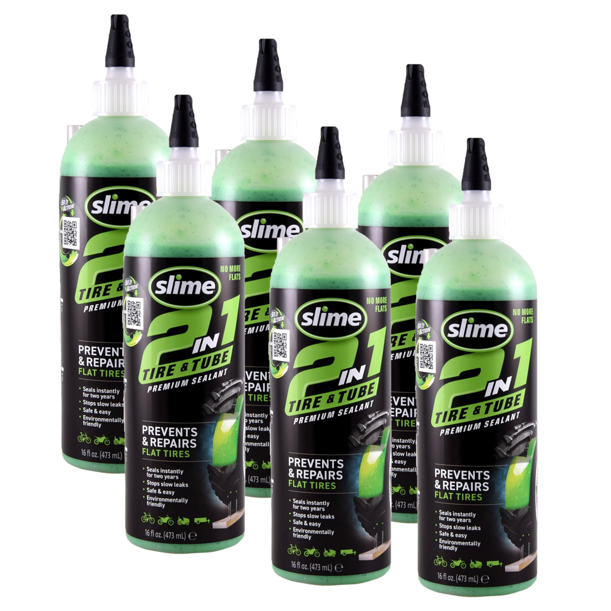 Slime front packaging showing six 16oz bottles and benefits