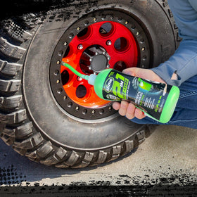 Close-up of Slime being poured into bottle neck for clean transfer