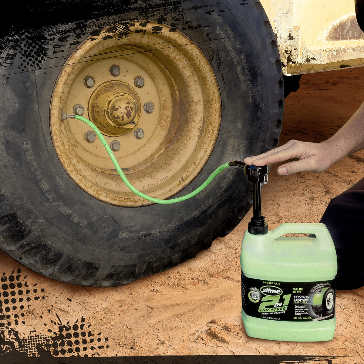 Slime included pump and hose attachment for easy, precise application