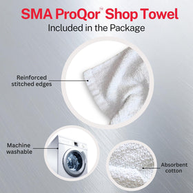 SMA ProQor reusable shop towel beside Berryman 2611 can for clean work area and spill protection