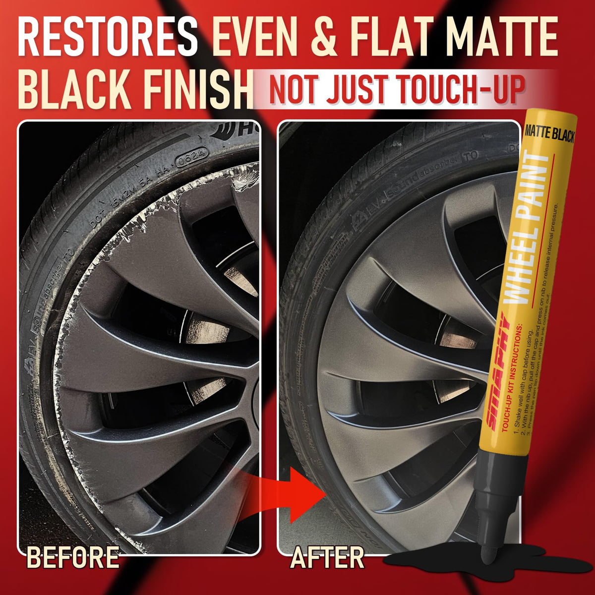 SMAPHY before and after wheel comparison demonstrating visible repair improvement
