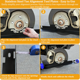 SmaringWing plates in a garage with tape measure illustrating quick at home alignment checks benefit