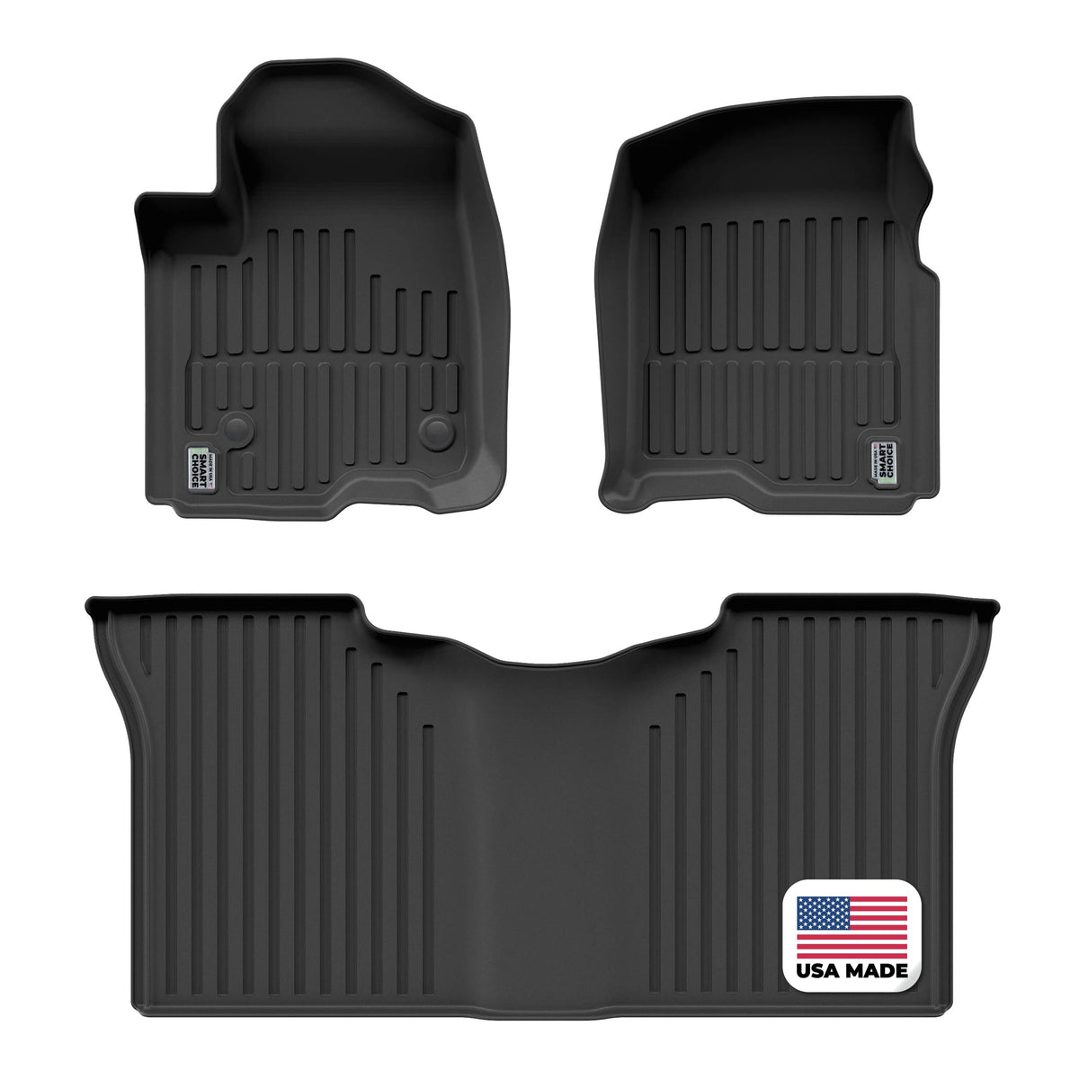 Smart Choice front row mat installed in Silverado showing edge-to-edge protection and fit