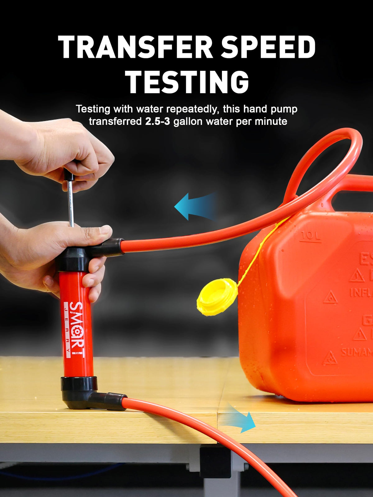 SMART JERRY hose connection highlight showing secure fit and quick assembly