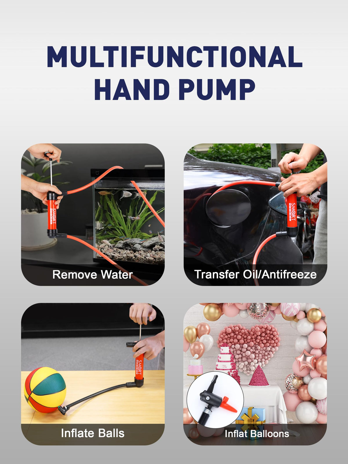 SMART JERRY inflation adapter inflating a sports ball for dual-function utility