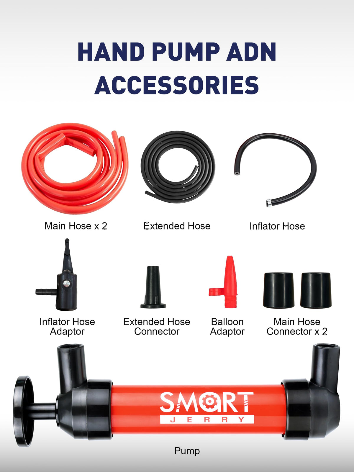 SMART JERRY extended hoses laid out to show reach for deep tanks