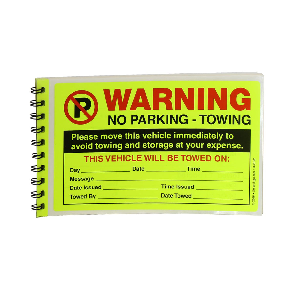 SmartSign front cover of sticker book showing bright warning label and count