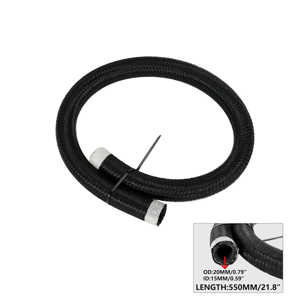 smileracing close-up of braided drain line highlighting abrasion resistance