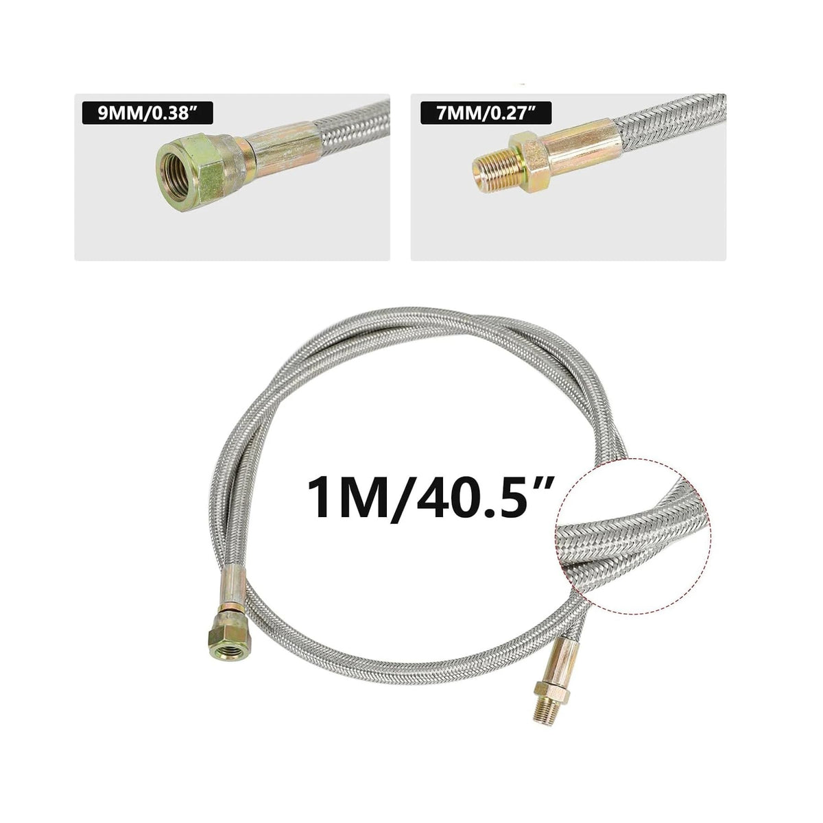 smileracing long stainless steel feed line illustrating length and durability