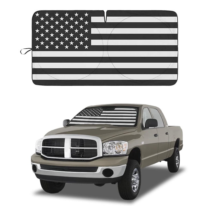 smilfuy front view showing American flag and full windshield coverage benefit